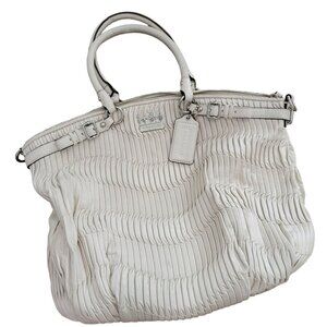 Coach off-white Pleated Leather Sophia Madison Satchel